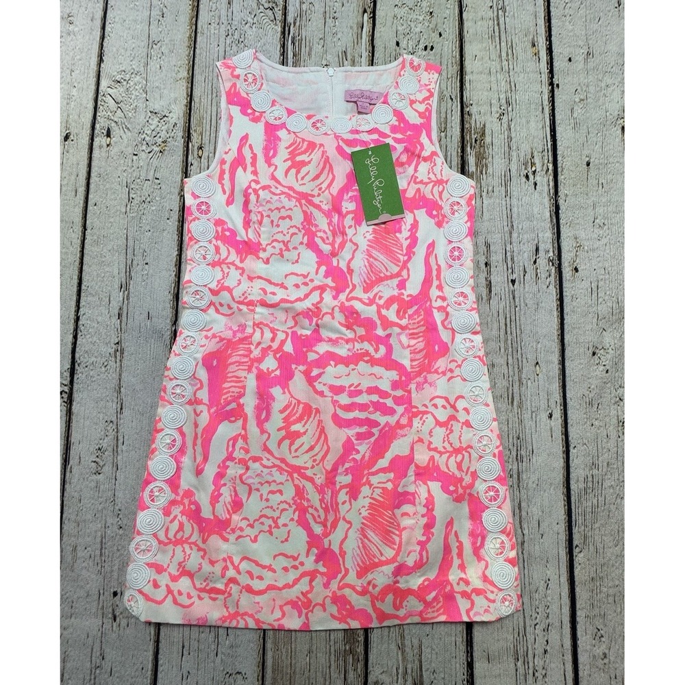 Lilly Pulitzer Mini Mila Shift Dress Pink Coral‎ Reef Beside The Point Size 7